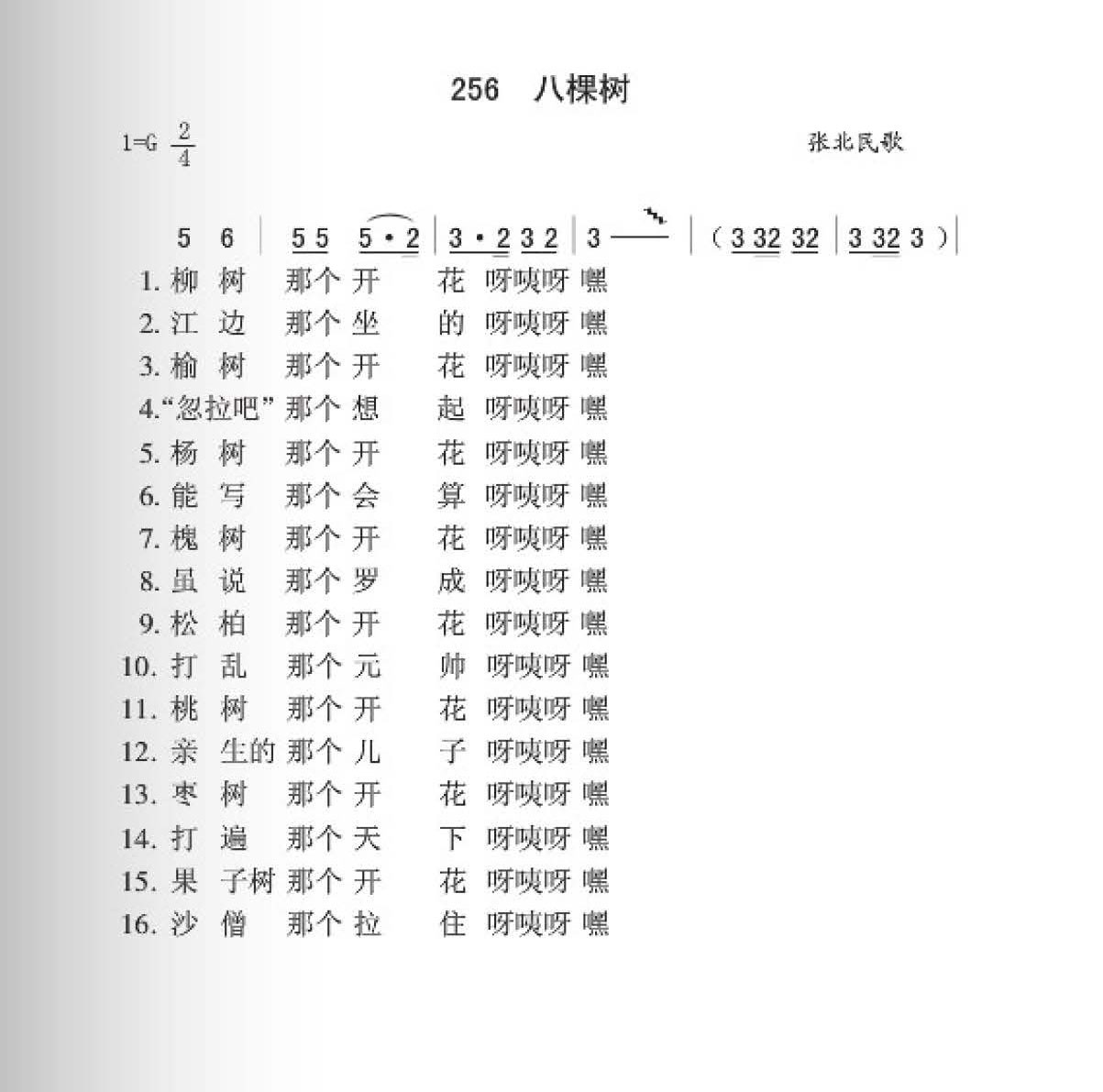 张北民[八棵树]简谱