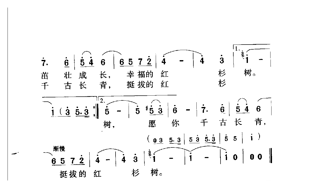 中国名歌[红杉树]乐谱