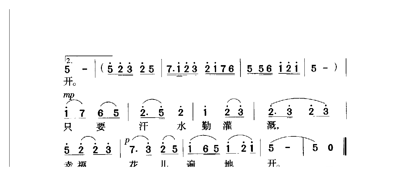 中国名歌[幸福不会从天降 影片（我们村里的年轻人）插曲]乐谱