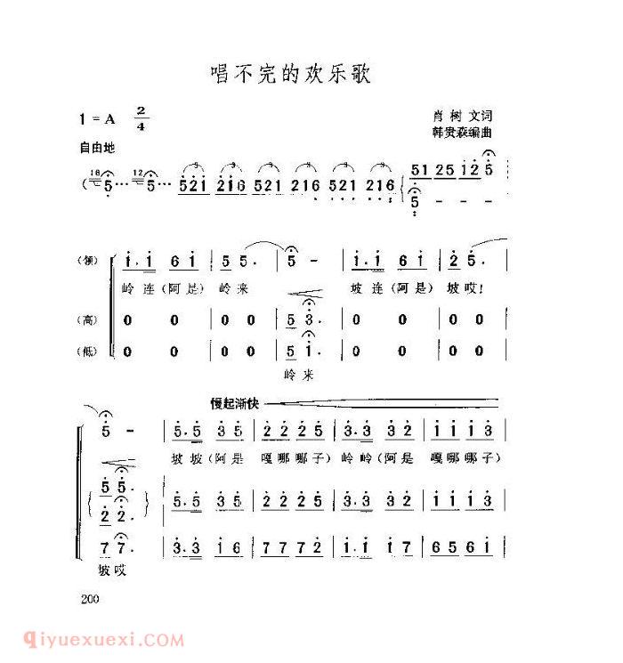 儿童歌曲【唱不完的欢乐歌】简谱