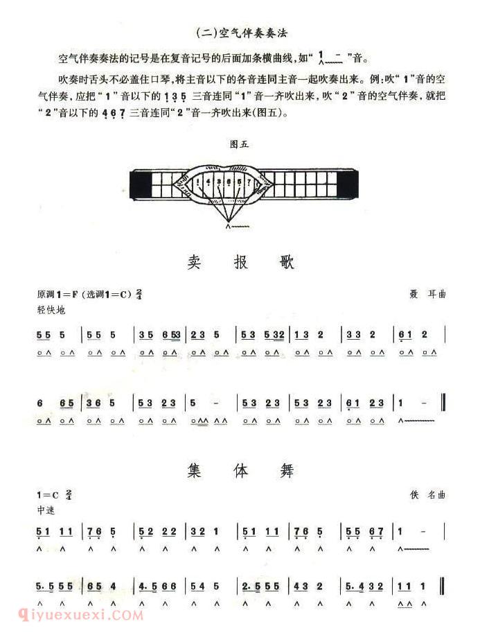 口琴四级考级曲目【卖报歌 集体舞】简谱 