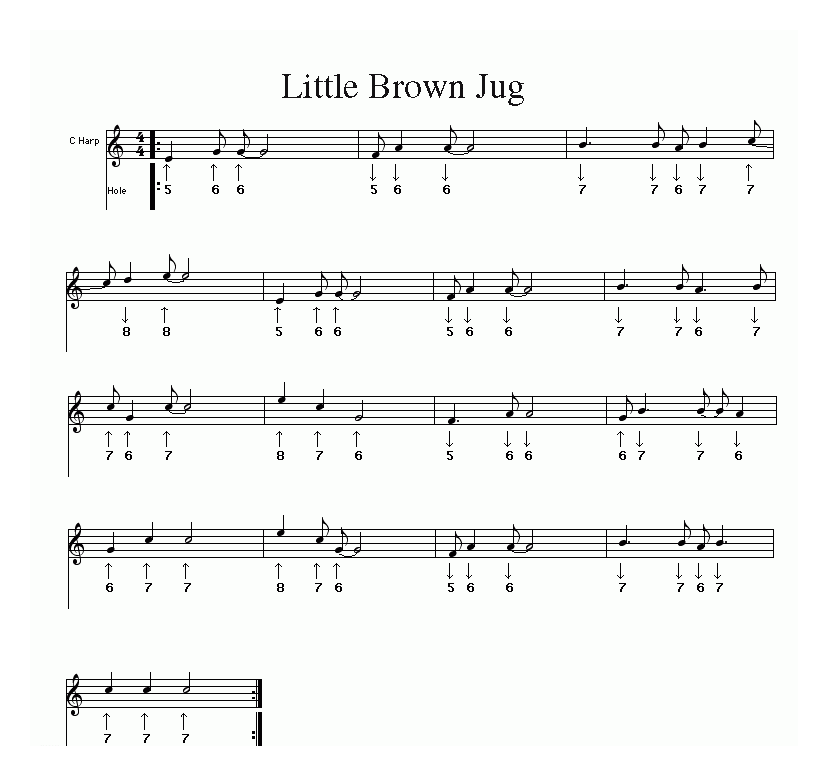 口琴乐谱【Little Brown Jug 布鲁斯】五线谱