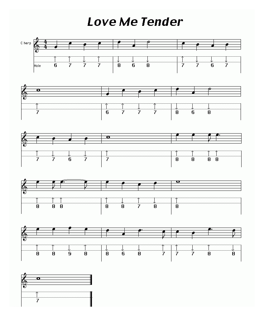 口琴乐谱【Love Me Tender 布鲁斯】五线谱