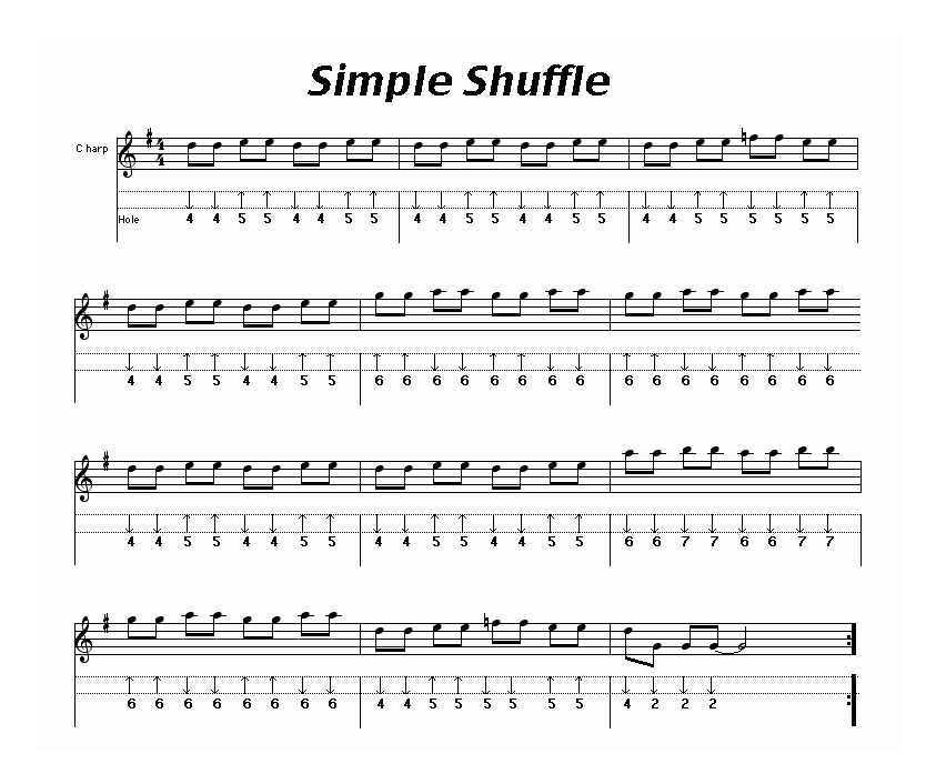 布鲁斯口琴谱【Simple Shuffle】简谱