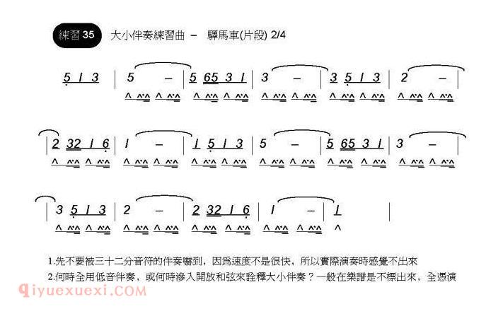 口琴谱【驿马车 片段】简谱