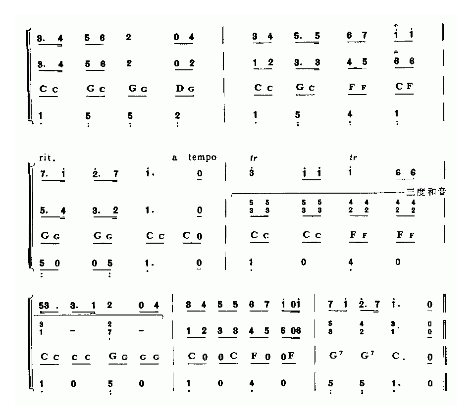 口琴乐谱【密西西比河主题歌】四重奏简谱