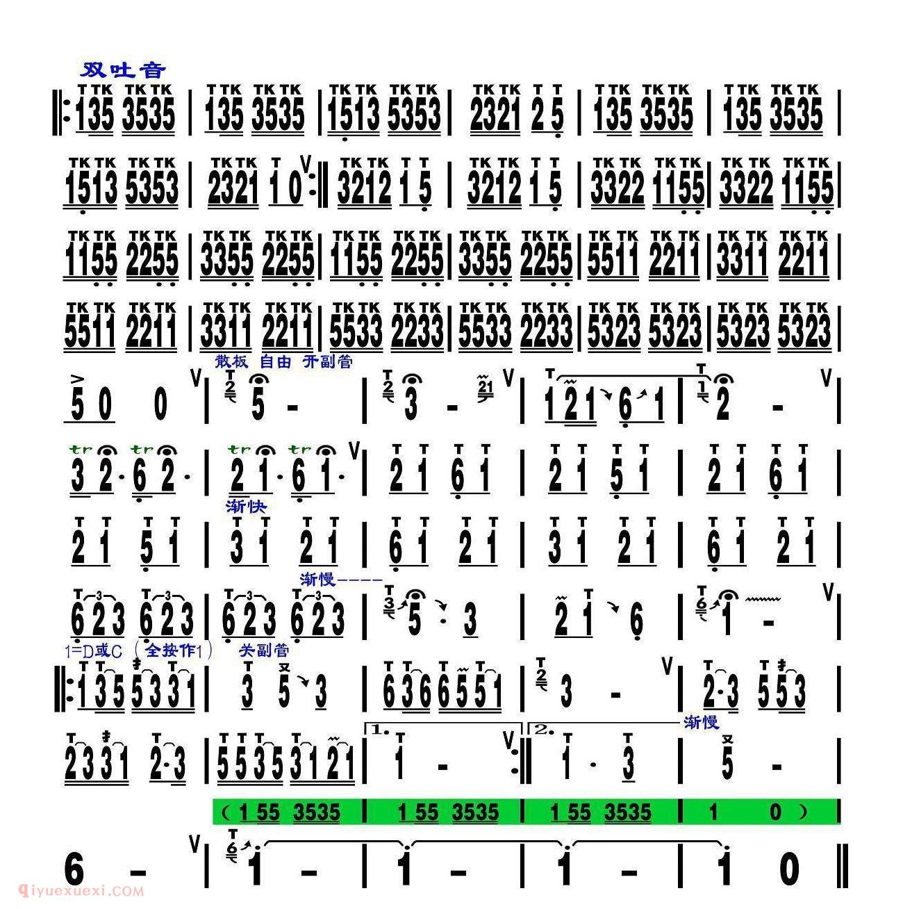 葫芦丝谱【金色的孔雀  刘慧淑制谱版】简谱