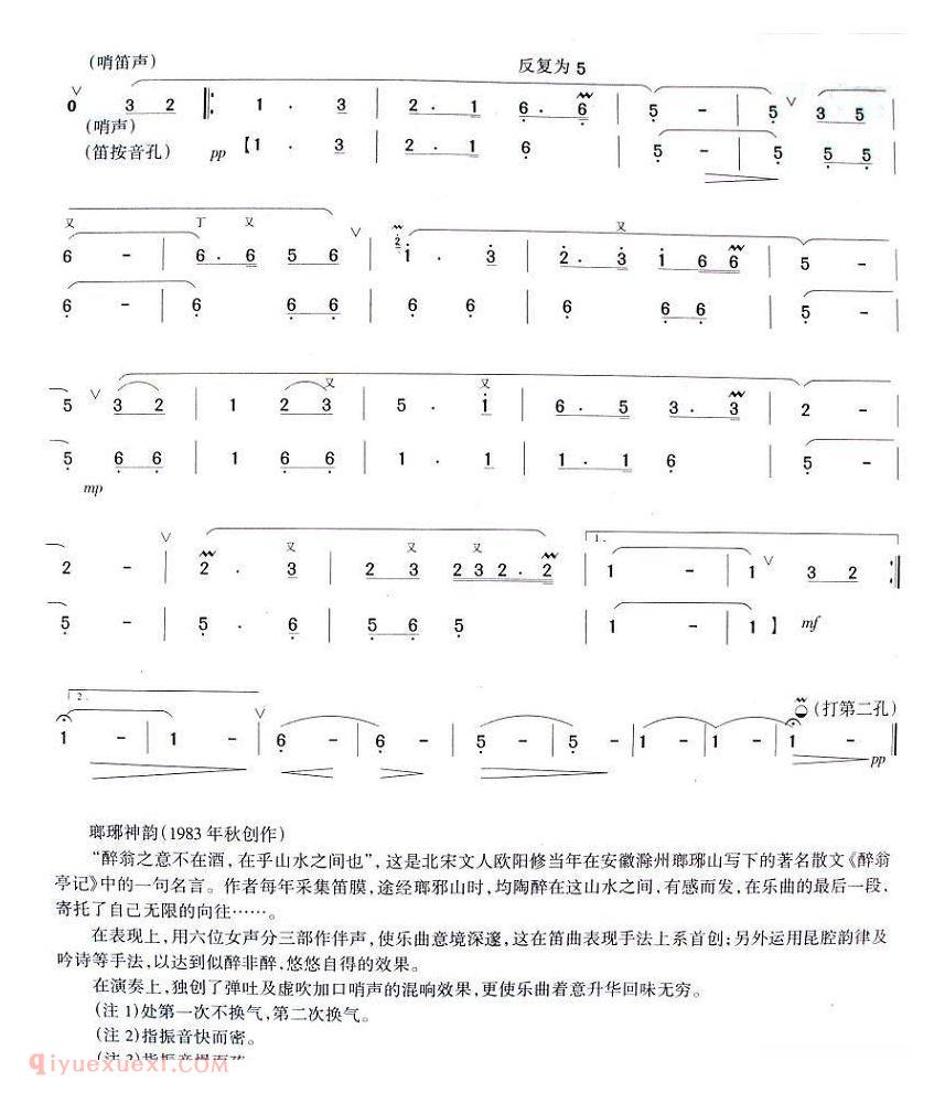 洞箫乐曲【瑯琊神韵】简谱