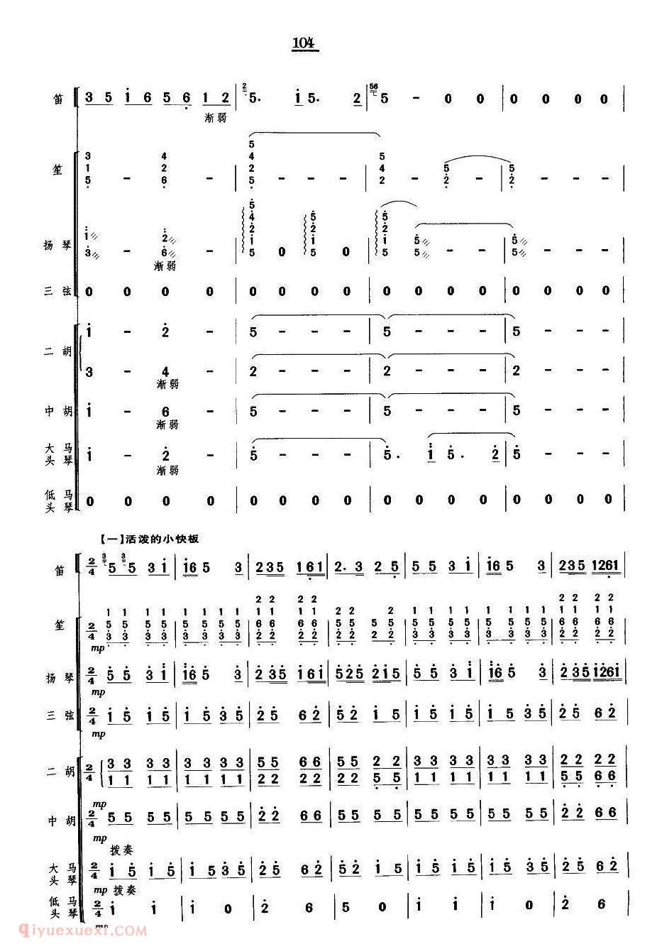 洞箫乐曲【牧笛 笛子独奏/民乐队伴奏总谱）】简谱