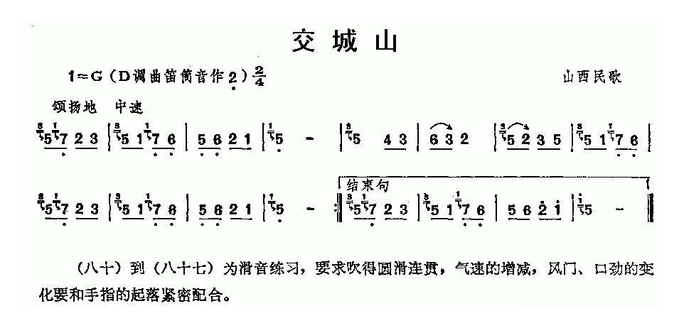 洞箫乐曲【交城山】简谱