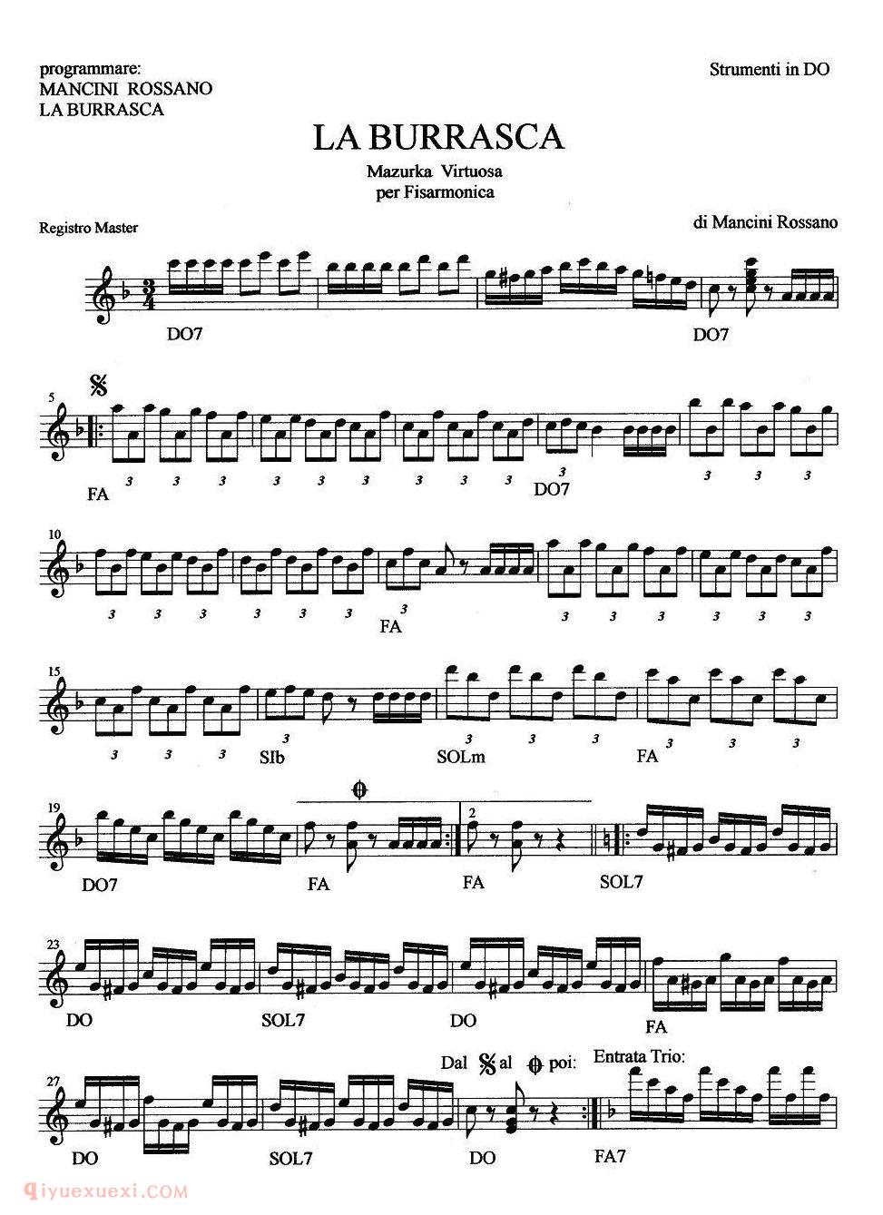 手风琴乐谱【La Burrasca】五线谱