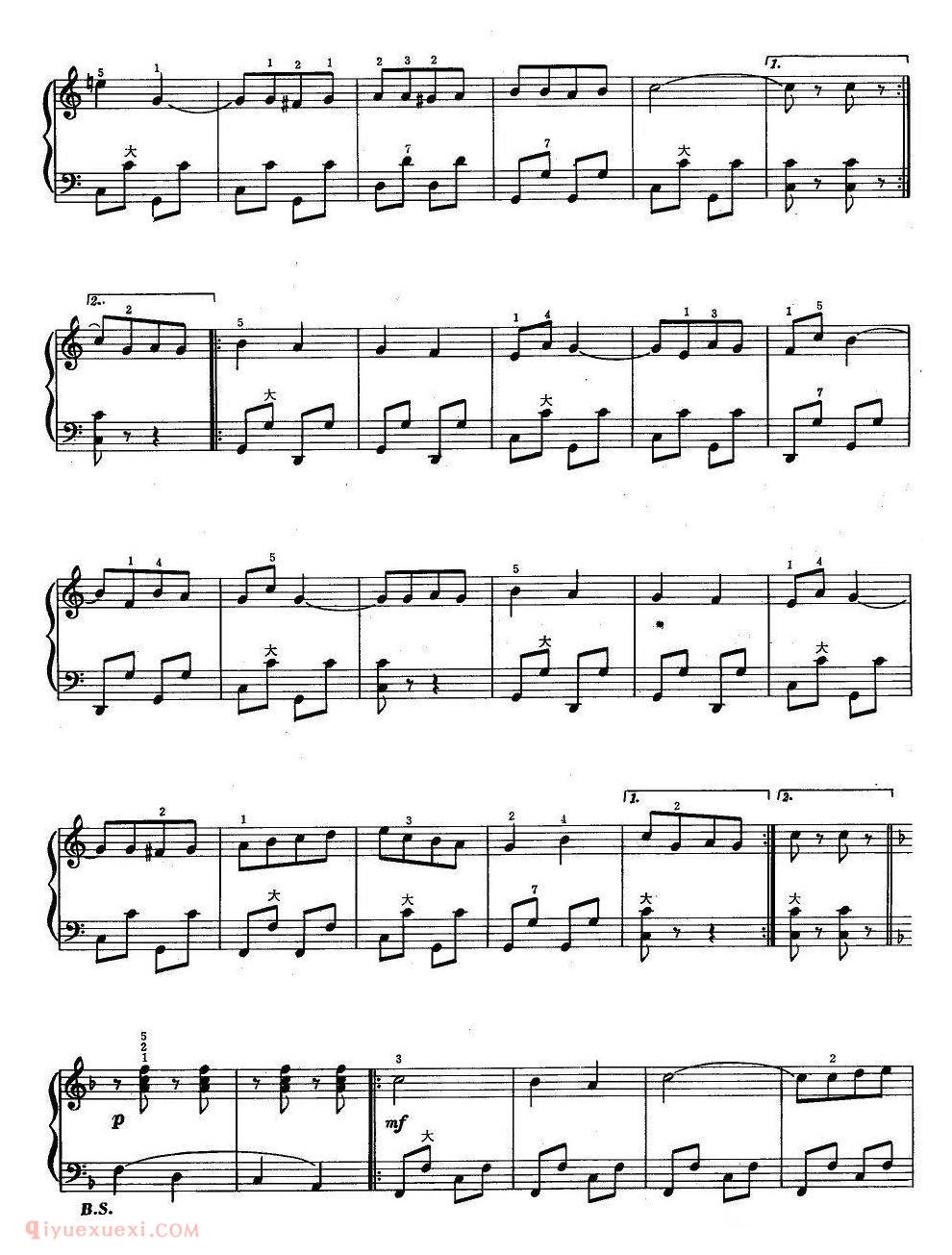 手风琴乐谱【同志进行曲】五线谱