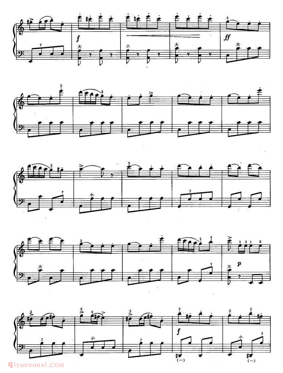 手风琴乐谱【土耳其进行曲 贝多芬作曲版】五线谱