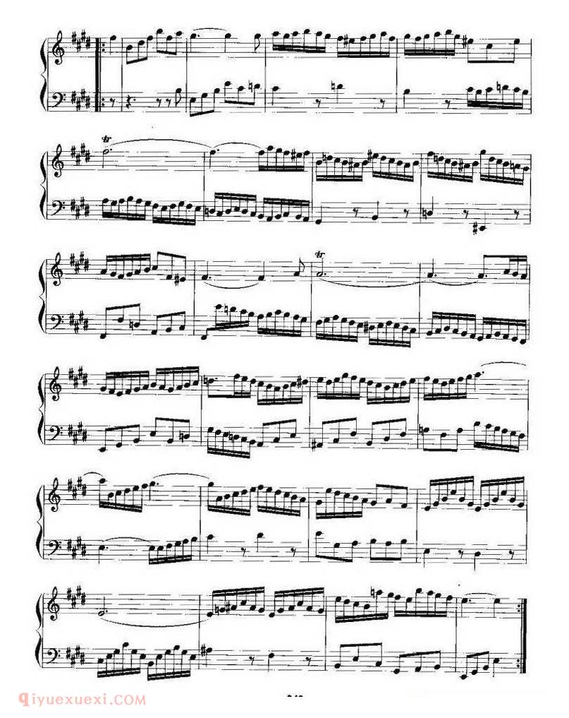 手风琴乐谱【第六法国组曲】五线谱