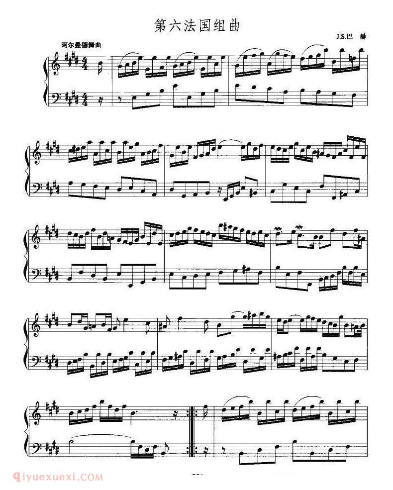 手风琴乐谱【第六法国组曲】五线谱