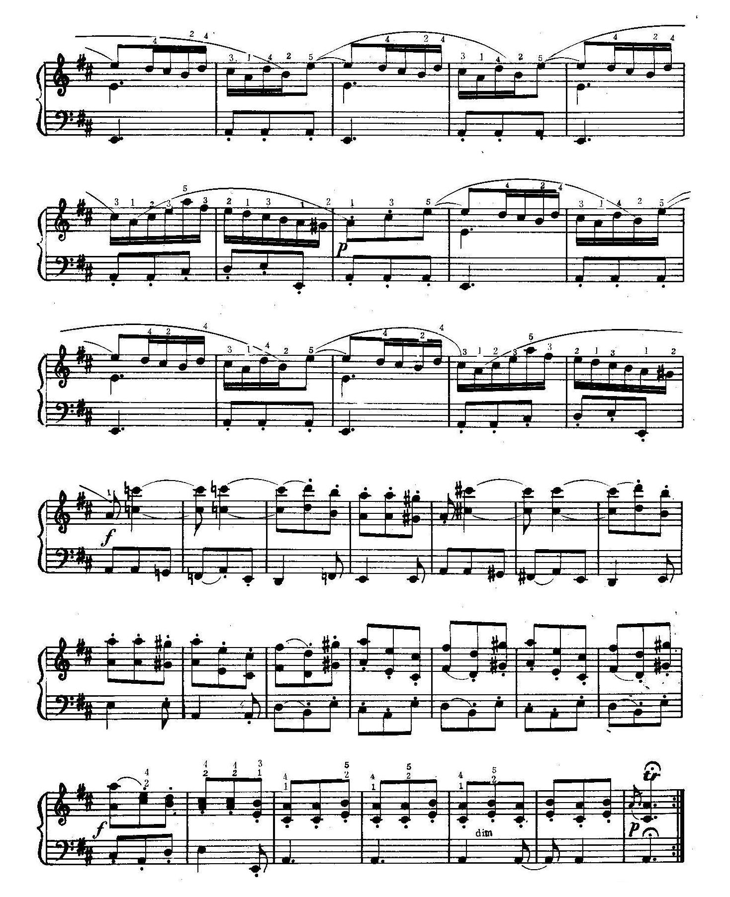 手风琴乐谱【D大调奏鸣曲】五线谱