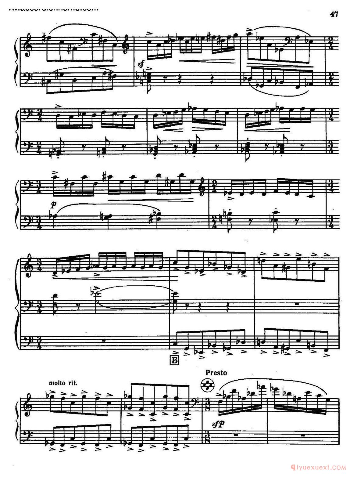 手风琴乐谱【Sonate No.3 奏鸣曲三号 第四乐章】五线谱