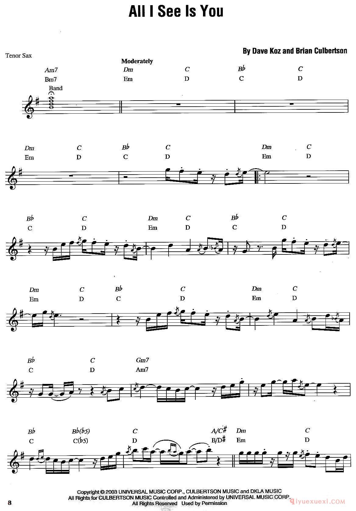 萨克斯乐谱【A Summer Place】五线谱