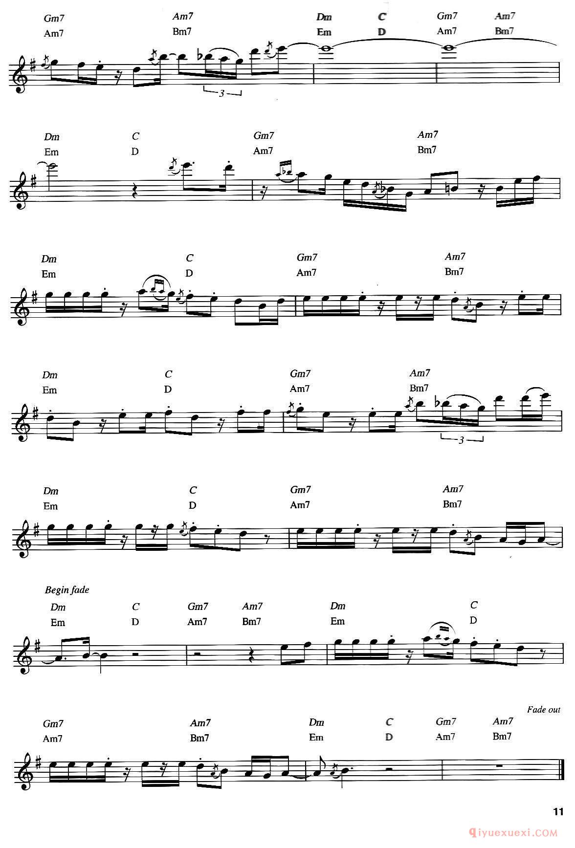 萨克斯乐谱【A Summer Place】五线谱