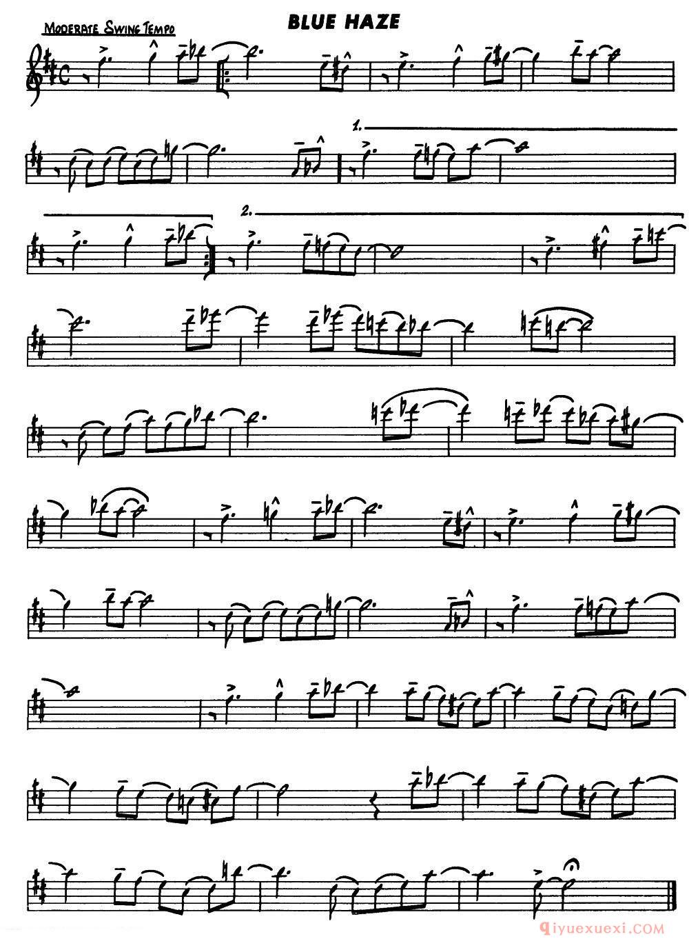 萨克斯乐谱【Basic Jazz Conception for saxophone（BLUE HAZE）】五线谱