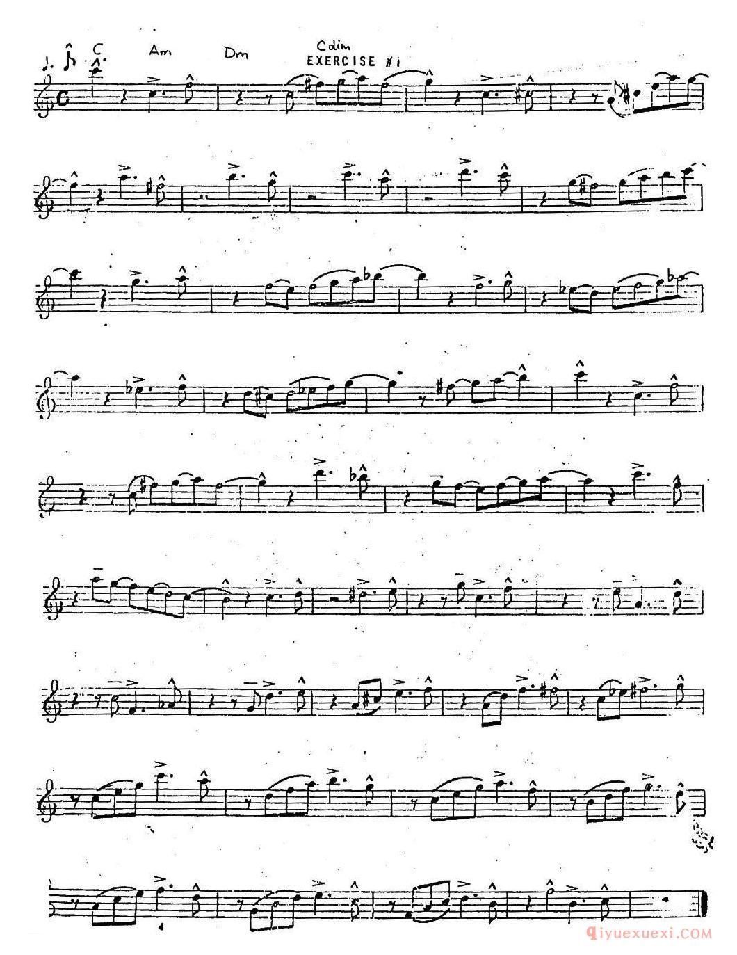 萨克斯谱【Intermediate Jazz Conception by Lennie Niehaus 20 Jazz Exercises】五线谱