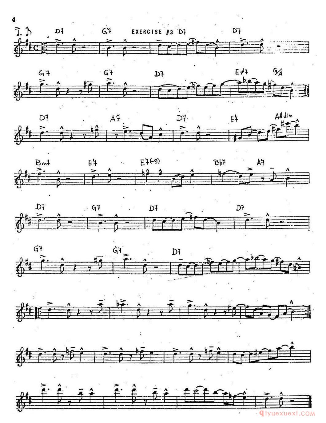 萨克斯谱【Intermediate Jazz Conception by Lennie Niehaus 20 Jazz Exercises】五线谱