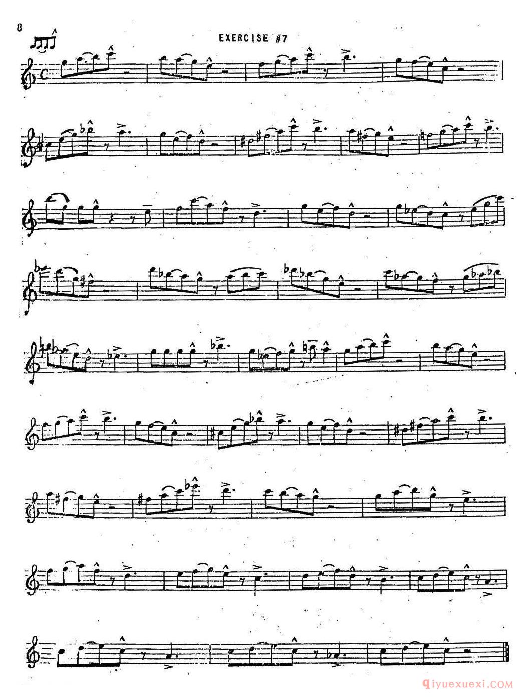 萨克斯谱【Intermediate Jazz Conception by Lennie Niehaus 20 Jazz Exercises】五线谱