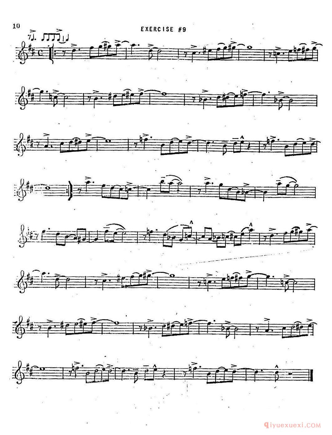 萨克斯谱【Intermediate Jazz Conception by Lennie Niehaus 20 Jazz Exercises】五线谱