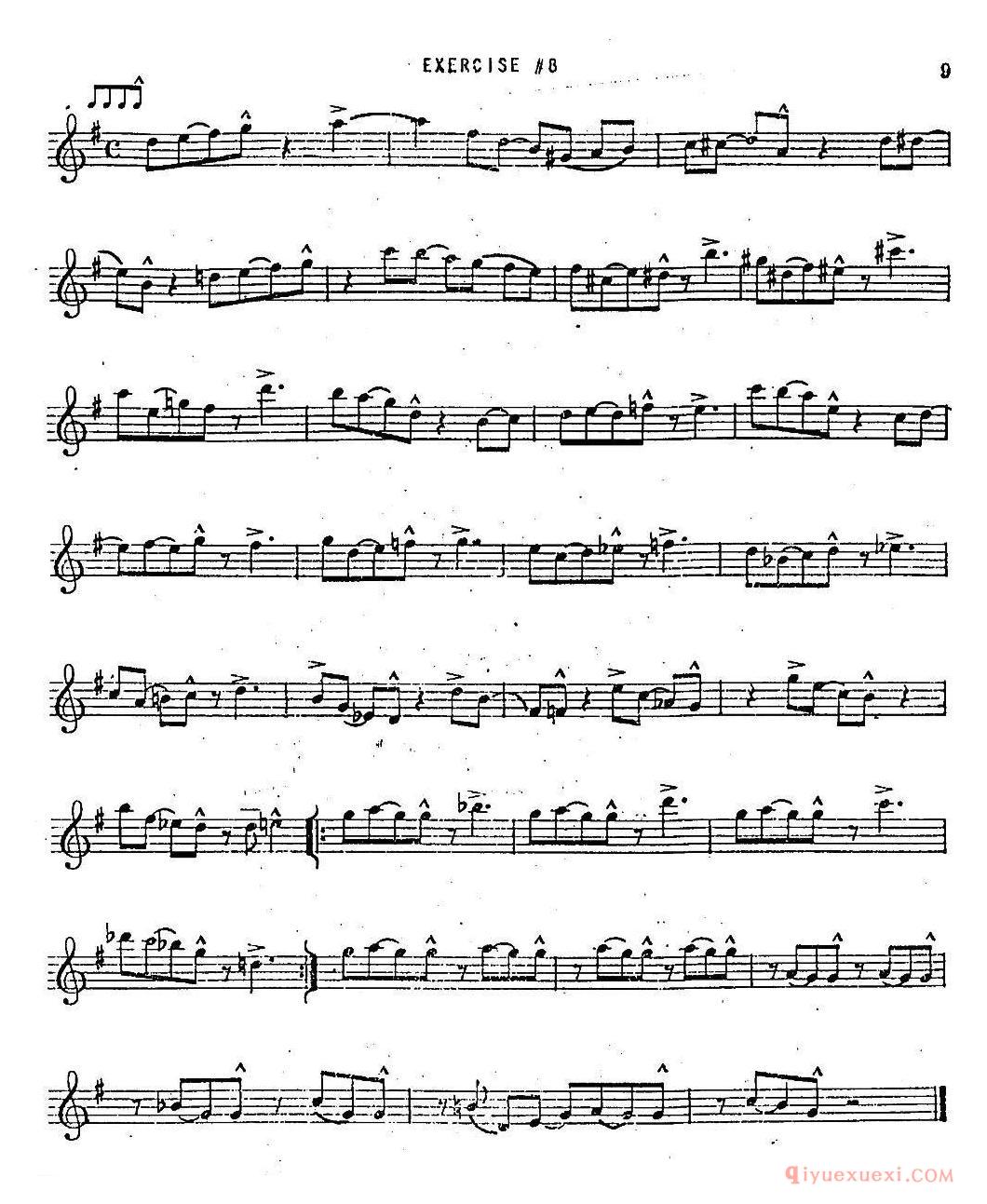 萨克斯谱【Intermediate Jazz Conception by Lennie Niehaus 20 Jazz Exercises】五线谱