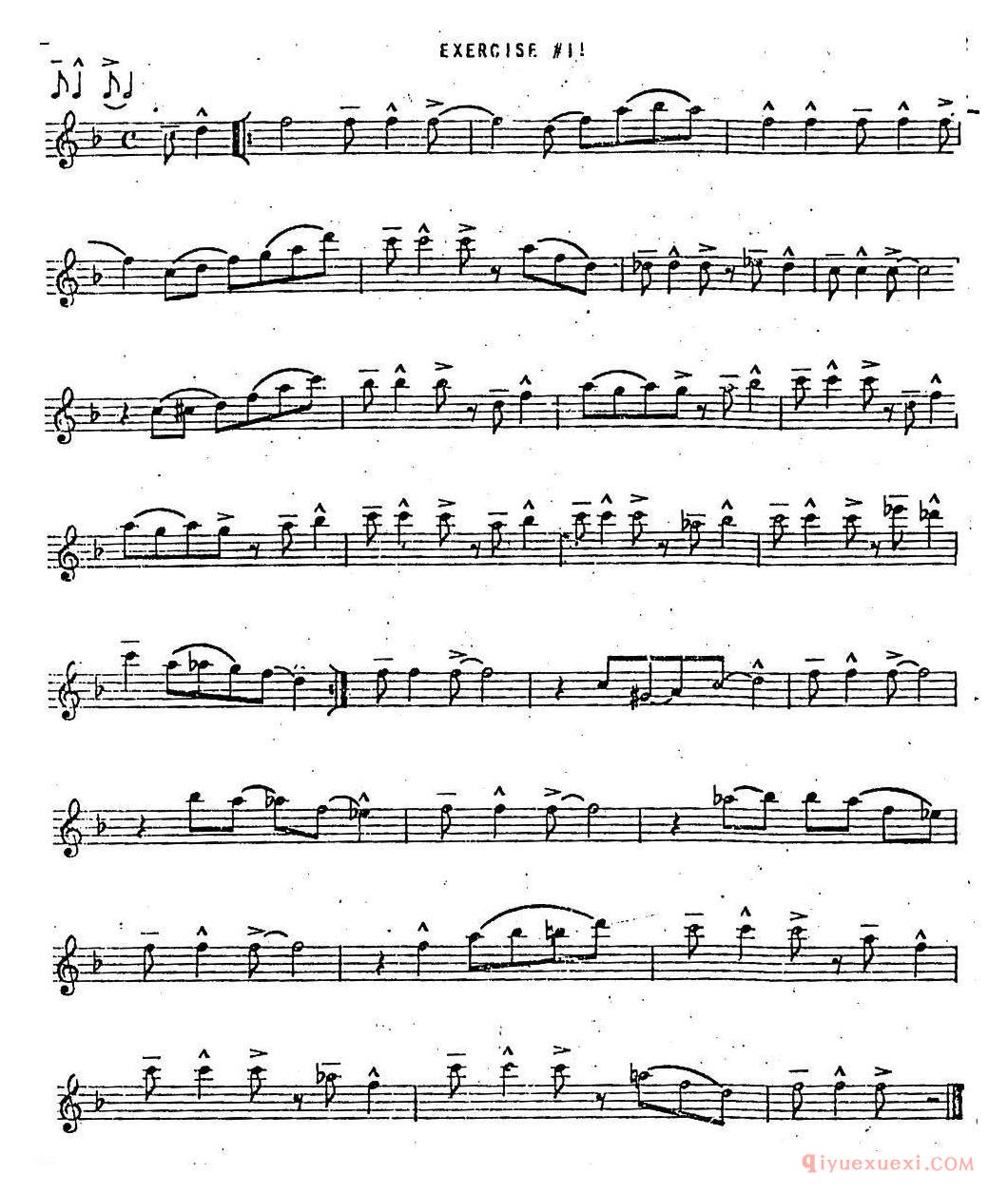 萨克斯谱【Intermediate Jazz Conception by Lennie Niehaus 20 Jazz Exercises】五线谱