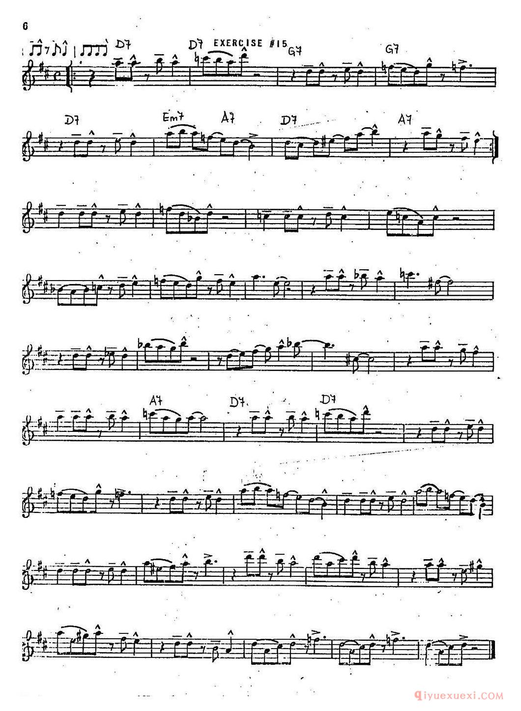 萨克斯谱【Intermediate Jazz Conception by Lennie Niehaus 20 Jazz Exercises】五线谱