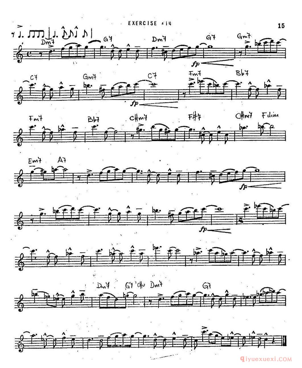 萨克斯谱【Intermediate Jazz Conception by Lennie Niehaus 20 Jazz Exercises】五线谱