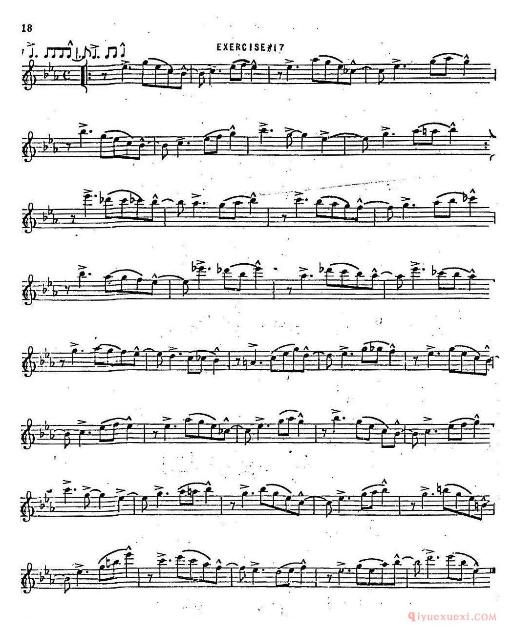 萨克斯谱【Intermediate Jazz Conception by Lennie Niehaus 20 Jazz Exercises】五线谱