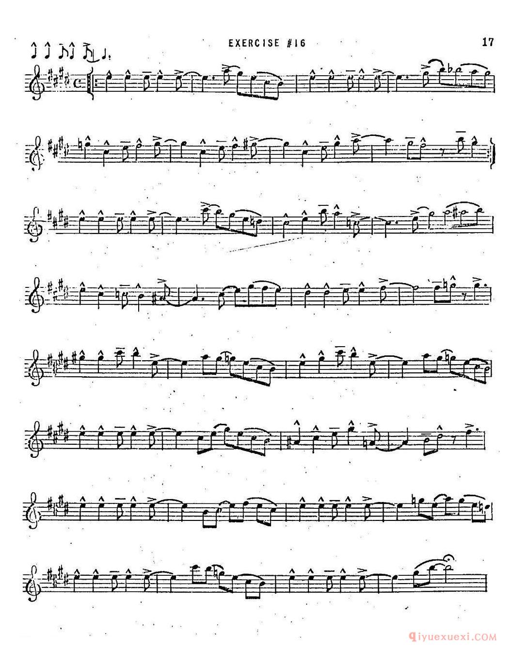 萨克斯谱【Intermediate Jazz Conception by Lennie Niehaus 20 Jazz Exercises】五线谱