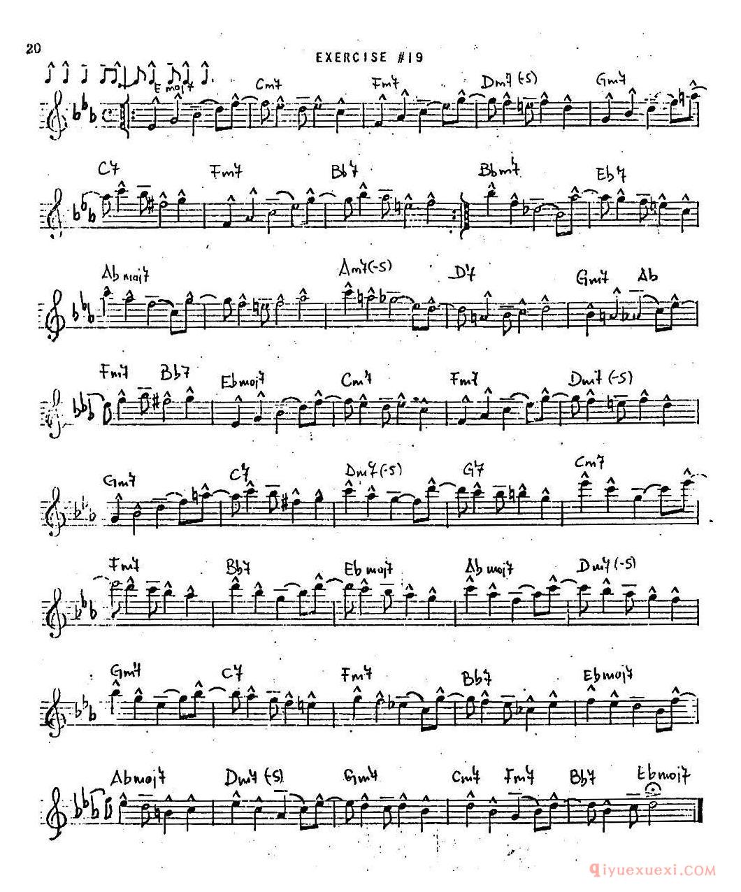 萨克斯谱【Intermediate Jazz Conception by Lennie Niehaus 20 Jazz Exercises】五线谱