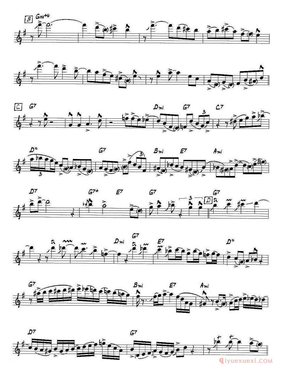 萨克斯谱【Scotch And Water】五线谱