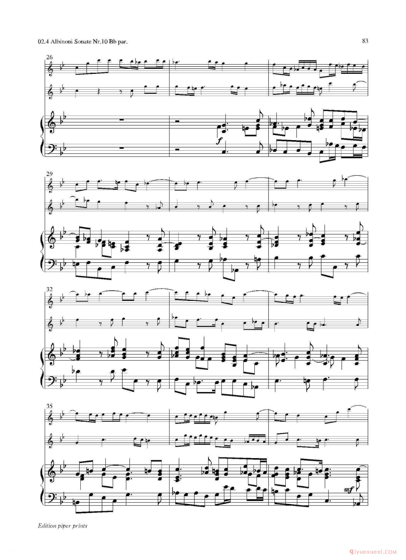 次中音萨克斯二重奏【Sonate Nr.10+管风琴】五线谱