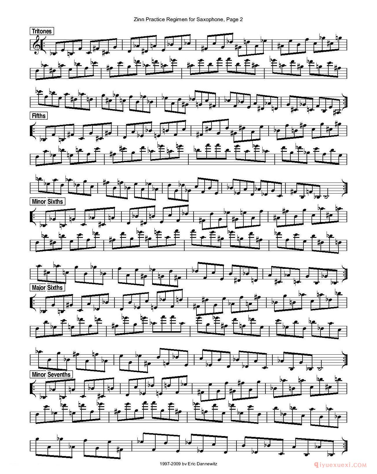 萨克斯谱【ZinnRegimenSax2009练习曲 1-35】完整版