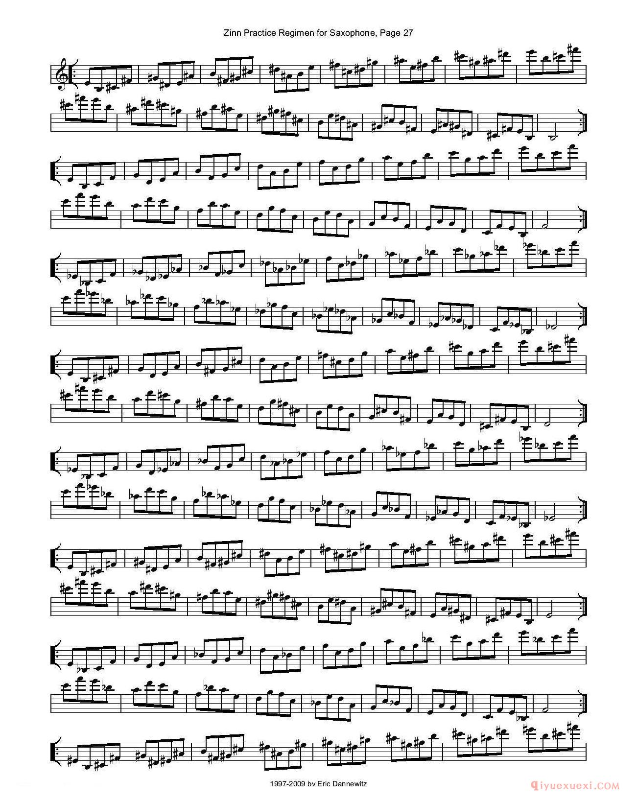萨克斯谱【ZinnRegimenSax2009练习曲 1-35】完整版
