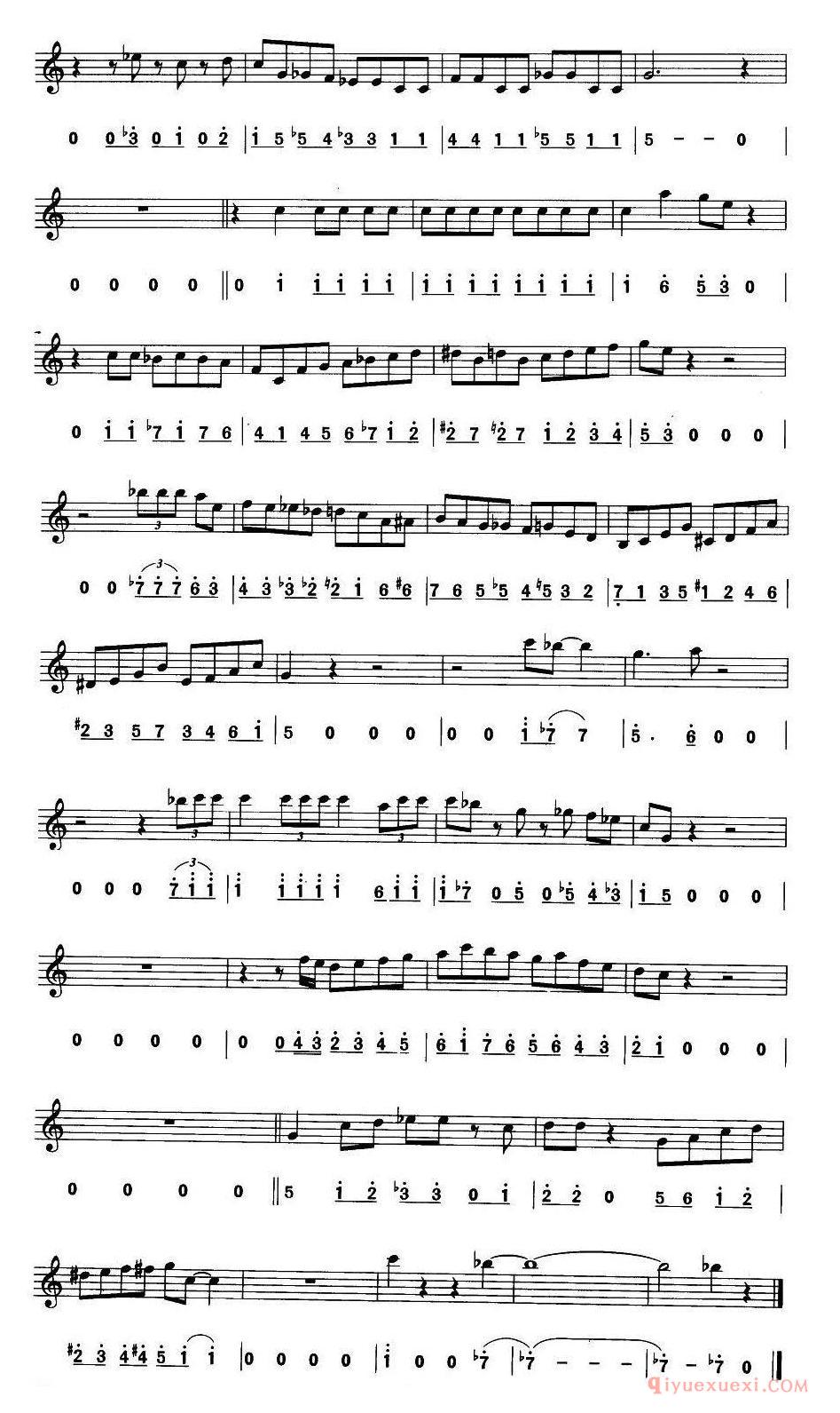 萨克斯谱【布鲁斯慢步】线简谱对照版