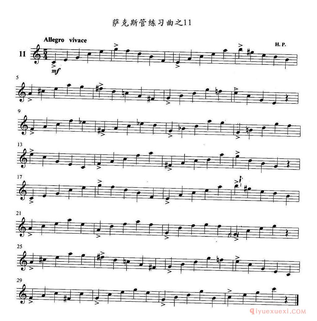 萨克斯管练习曲谱精选