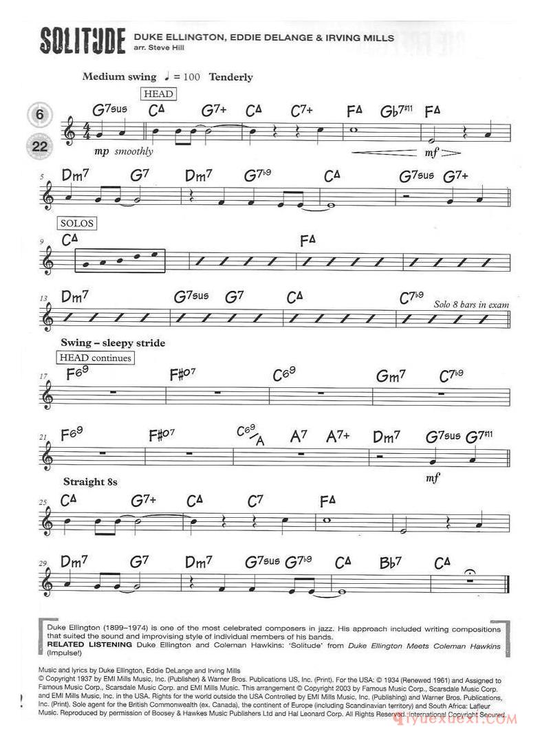 萨克斯谱【15首次中音爵士练习】五线谱