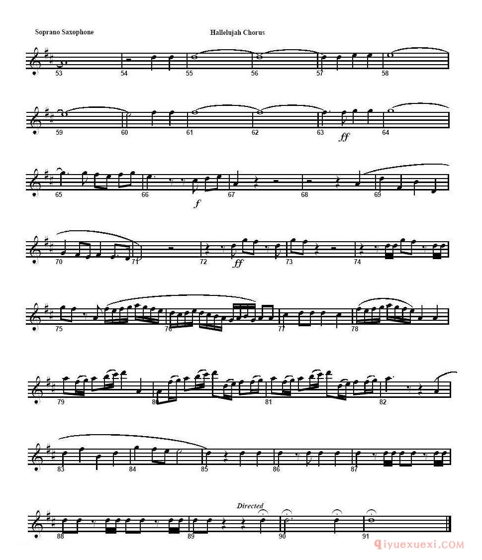 萨克斯谱《HALLELUJAH CHORUS 哈利路亚》五线谱