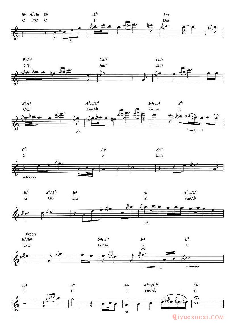 萨克斯谱《know you by heart》五线谱