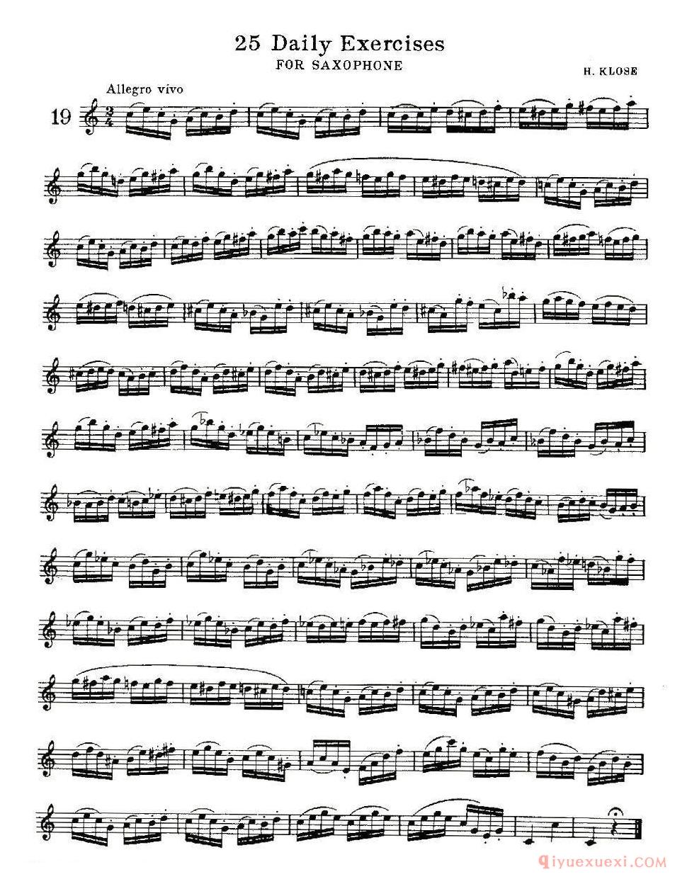 萨克斯谱《25 Daily Exercises》五线谱