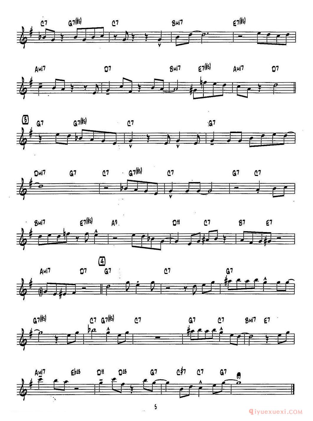 萨克斯谱《BLUES1 15首爵士练习曲之1》五线谱