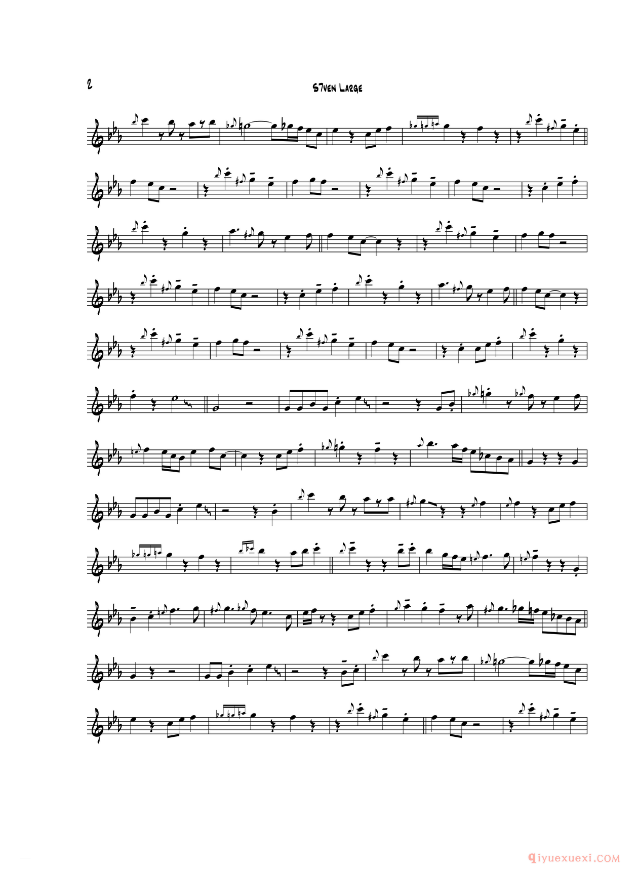 萨克斯谱[S7even Large/C]五线谱