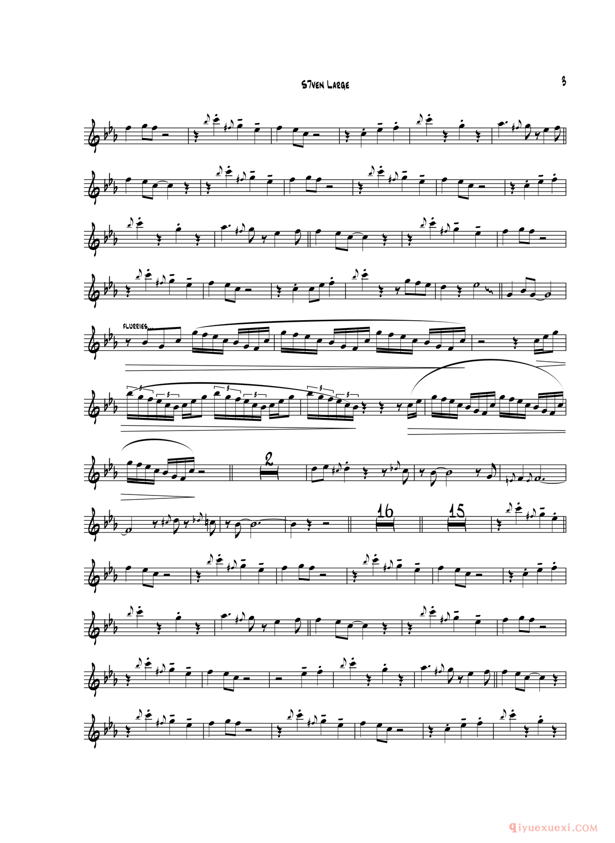 萨克斯谱[S7even Large/C]五线谱