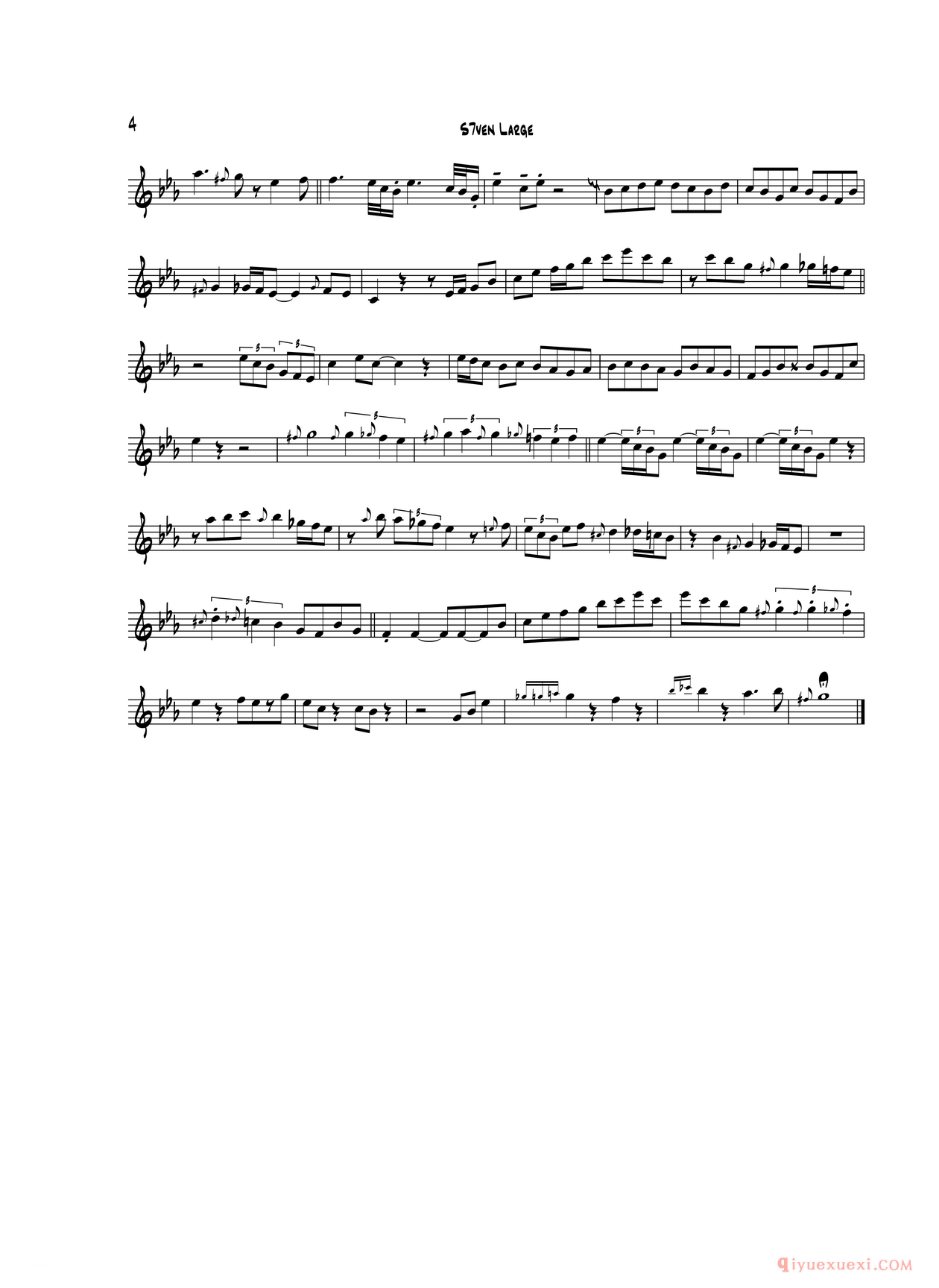 萨克斯谱[S7even Large/C]五线谱