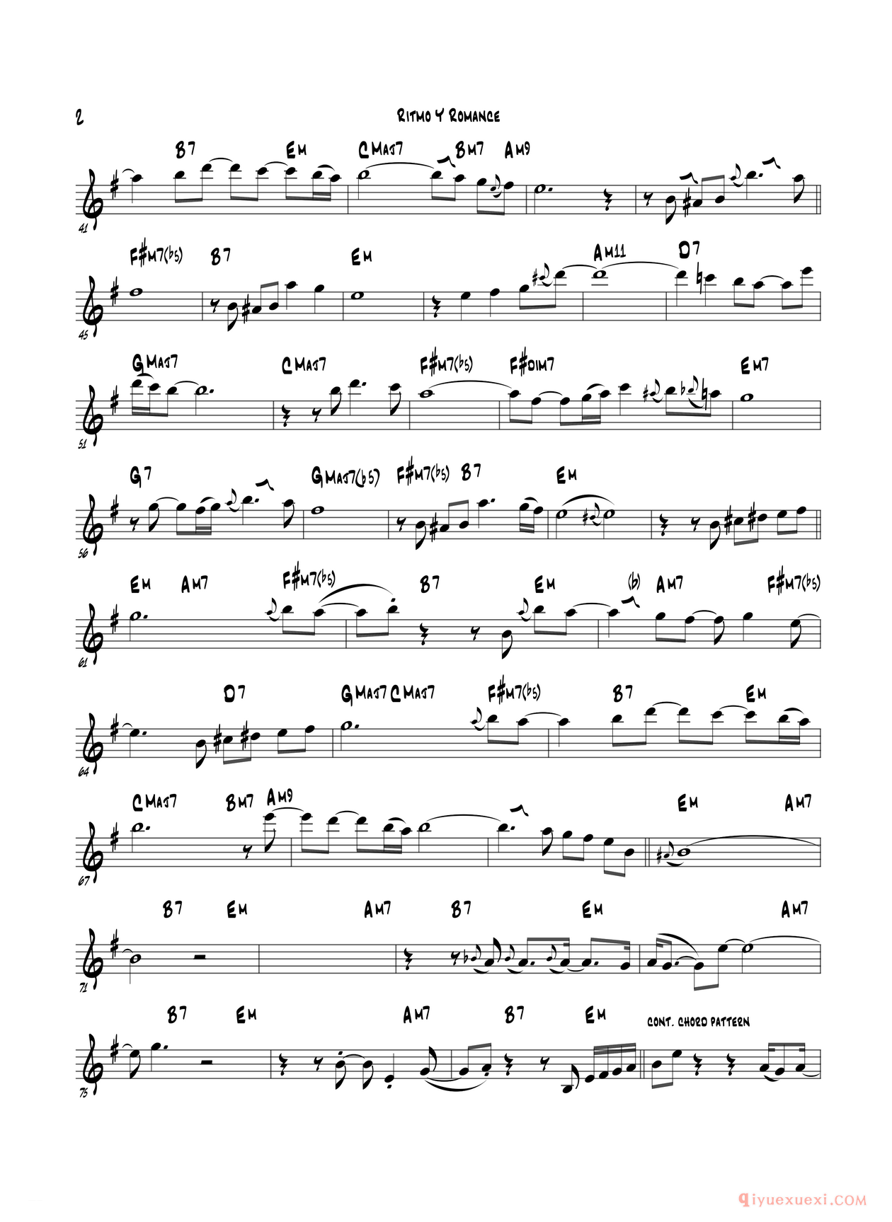 萨克斯谱[Ritmo Y Romanc/Eb Part]五线谱